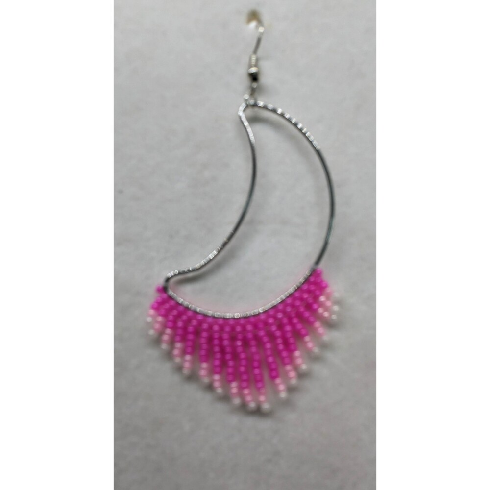 Earrings Beaded Moon Shape - Picture 2 of 3